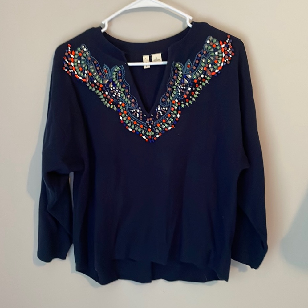 Moth jeweled blue sweater size small
